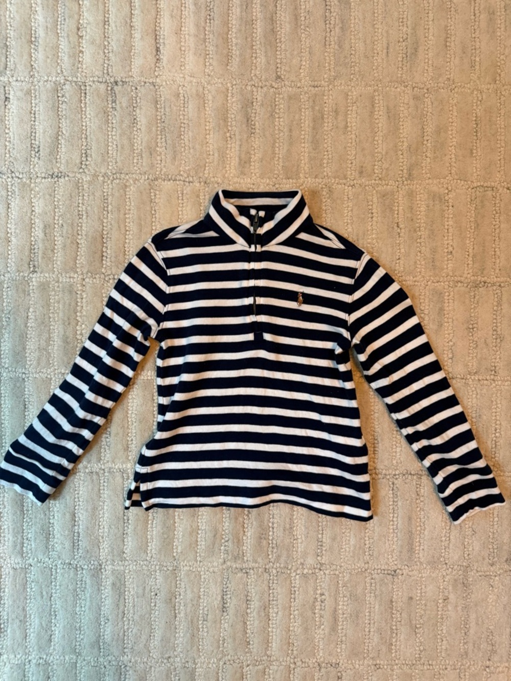 Ralph Lauren Kids Navy & White Striped Half-Zip Sweater